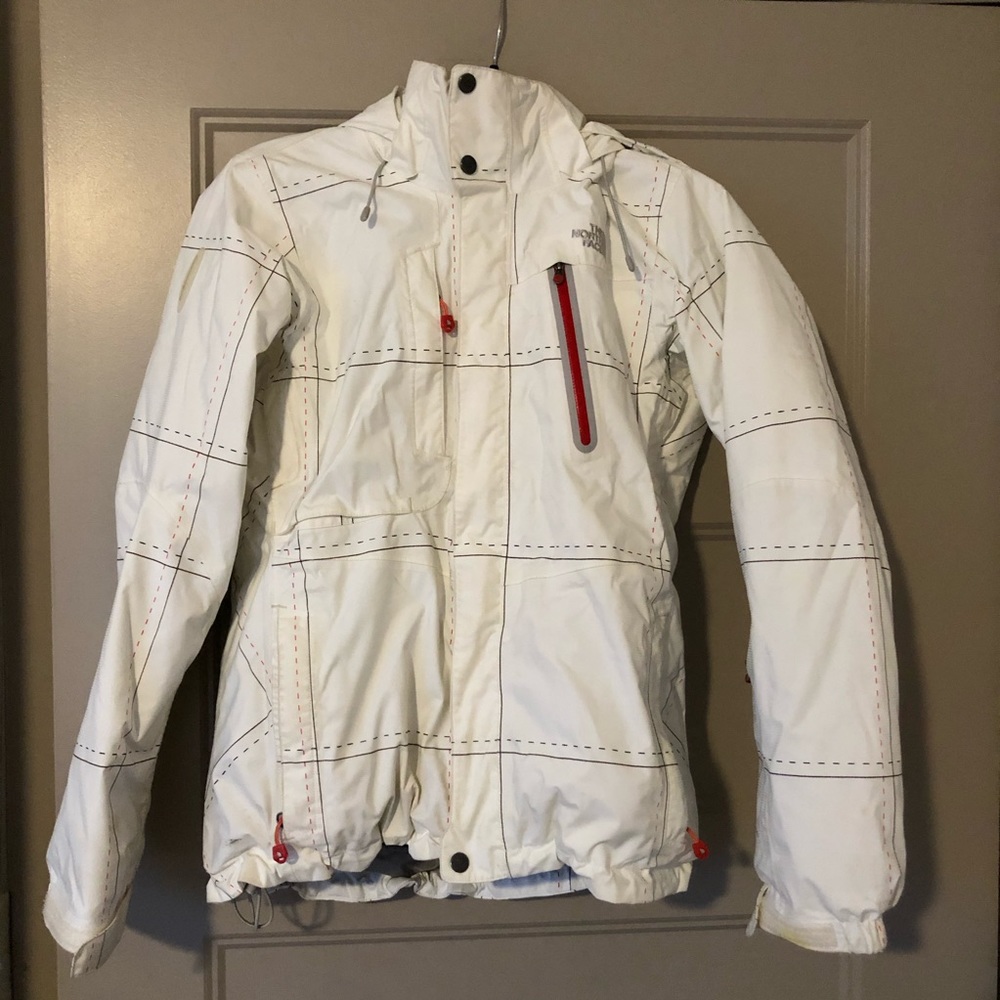 Cream North Face ski coat